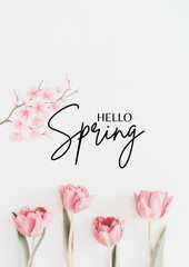 Hello spring floral background 