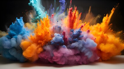 Different colored powder explosions