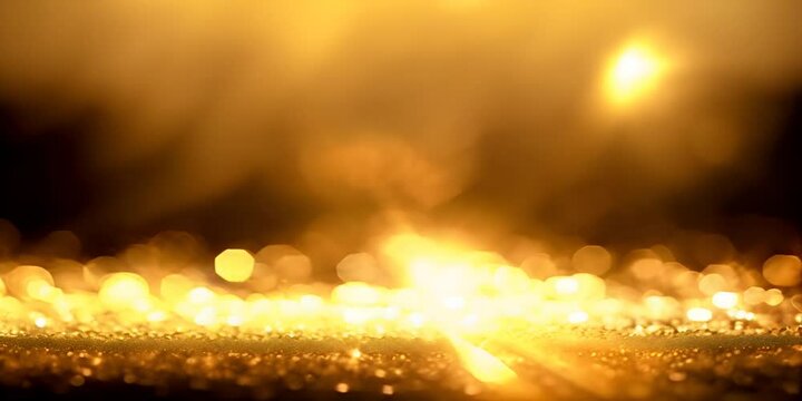 overlay flare sunbeams and lights round defocused christmas for background bokeh Golden