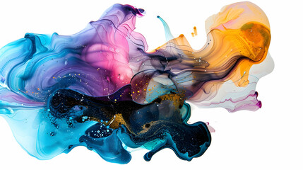 Multicolor ink isolated on white background