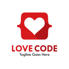 Obraz premium Love code design logo template illustration