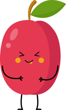 recommend clip art: Vector illustration of cute kawaii victoria plum isolated on white background.