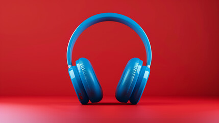 Headphones on red background