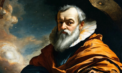 Galileo Galilei (1564-1642) Italian astronomer  - obrazy, fototapety, plakaty