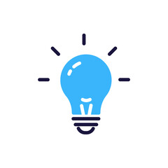 Idea lightbulb icon with illumination lines, vector illustration for creativity, innovation, problem solving and enlightenment concept - obrazy, fototapety, plakaty