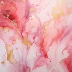 Soft pink and golden hues in a fluid abstract art piece, resembling a delicate bloom.