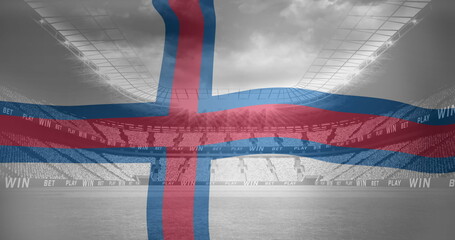 Image of faroe islands waving flag over sport stadium