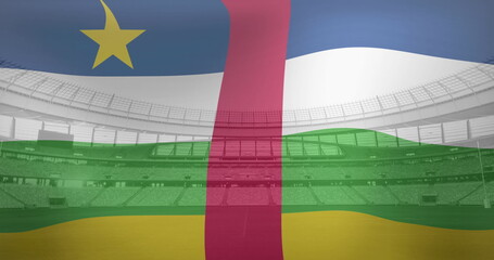 Image of flag of central african republic over sports stadium