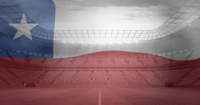 Image of waving flag of chile over sport stadium