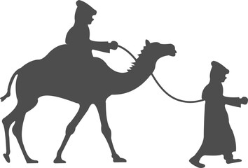Camel with People Silhouette
