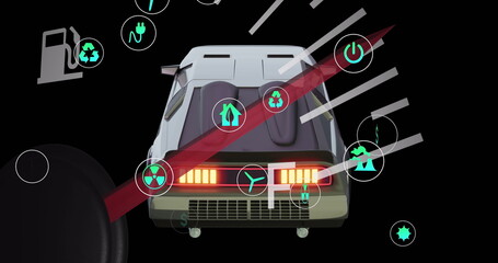 Image of eco icons over car driving