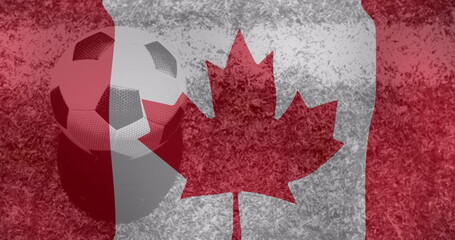 Image of flag of canada over football ball
