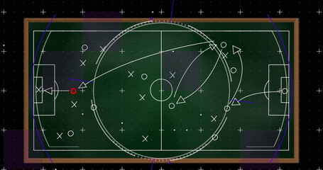 Image of digital interface over tactic plan of game