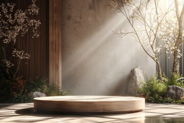 A minimalist podium inspired by the serene beauty of a forest