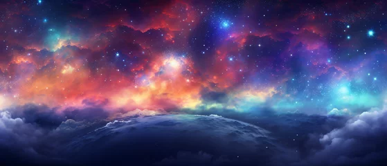 Foto op Aluminium Colorful stars and space background panorama universe © Ashley