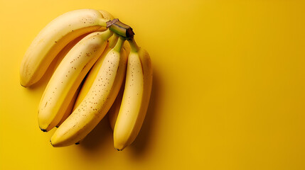 A Bunch of Bananas on Yellow Background, Isolated Fruit Display for Healthy Eating Concept, Vibrant Tropical Theme, Generative AI

