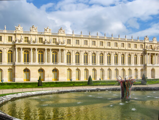 Versailles palace and gardens in spring outside Paris, France