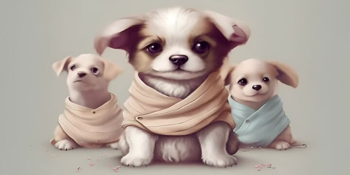  emotion and love character tale fairy card greeting animal color pastel clothes with puppy dog Cute