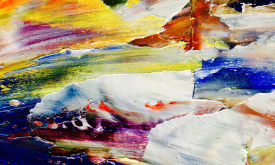 Fototapeta premium Colorful abstract background wallpaper. Modern motif visual art. Mixtures of oil paint. Trendy hand painting canvas. Wall decor and Wall art prints Idea. 3D Texture. Art object 