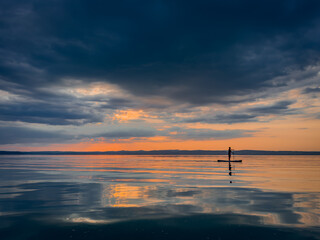 Paddle Boarding over Lake Balaton's Sunset