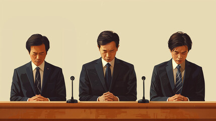 謝罪会見をする会社役員