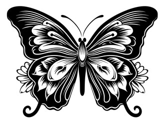 Art Nouveau butterfly Graphic Accents, vector illustration, vintage elements	
