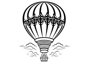 Art Nouveau hot air balloon Graphic Accents, vector illustration, vintage elements	
