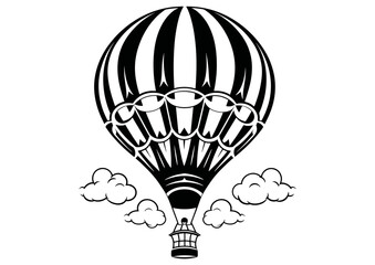 Art Nouveau hot air balloon Graphic Accents, vector illustration, vintage elements	
