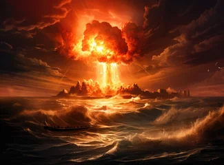 Foto op Plexiglas a nuclear explosion in the middle of the ocean © Alexei