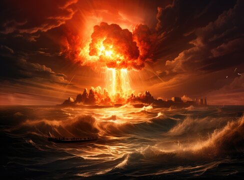 a nuclear explosion in the middle of the ocean
