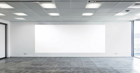 Large white empty wall for mock up in office interior High-resolution photograph clean sharp focus, focus stacking