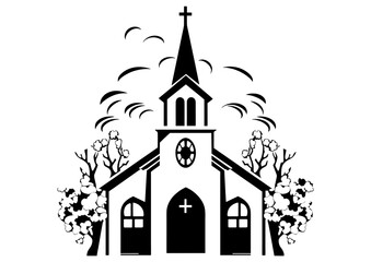 Art Nouveau Church and Capel Graphic Accents, line separators, vector illustration, vintage elements	
