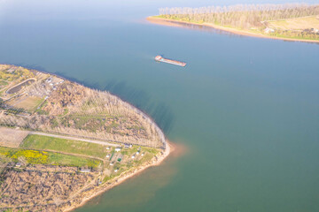 Naklejka premium Aerial photography of the Xiangjiang waterway in Changsha, Hunan