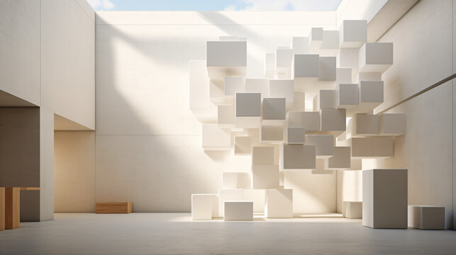Cubic formations with a modern and minimalist design.