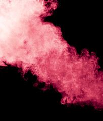 Red smoke isolated black background - 756980549