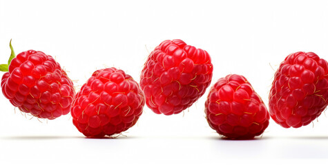 Raspberries isolated on white background. Fresh raspberry close up. Raspberry isolated on white...