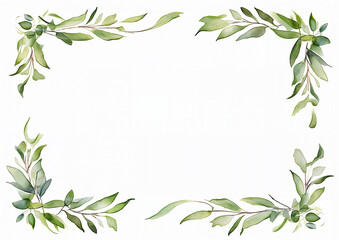 watercolor horizontal vine frame border decoration elements - wedding card invitation illustration design asset.