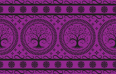 Ethnic Pattern. Ethnic India seamless pattern design oriental style. Tree of life India Motif.