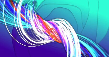 Image of wavy lights and shapes on green and blue background