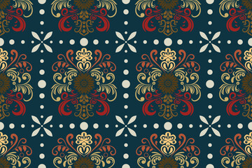 Ethnic Pattern. Ethnic India seamless pattern design oriental style. Damask India Motif.