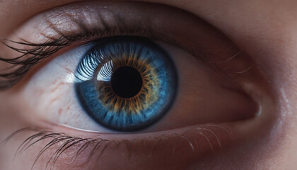 Macro closeup of colorful and beautiful eye Iris