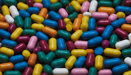 various color medical pills and tablets background