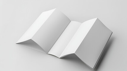 Blank White Tri-Folded Brochure Mockup - Clean and Professional Template for Presentations and Designs, Open Book Layout, Generative AI

