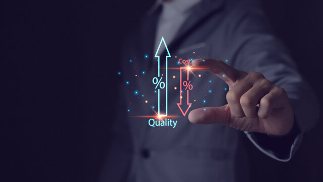 cost reduction concept Increasing quality and cost optimization of products or services to improve and increase company efficiency. efficient business
