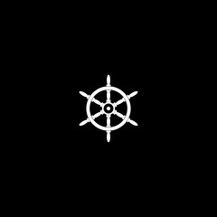 Ship steering wheel icon isolated on dark background