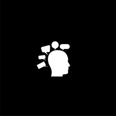 Head Thinking logo sign icon isolated on dark background