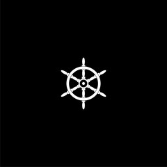 Ship steering wheel icon isolated on dark background