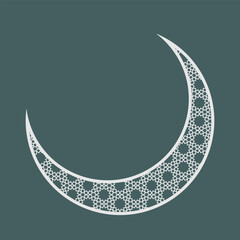 Crescent moon with ornament, suitable for Eid al-Fitr, Muharram, Eid al-Adha, Ramadan holidays, and other Islamic celebrations