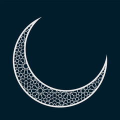 Crescent moon with ornament, suitable for Eid al-Fitr, Muharram, Eid al-Adha, Ramadan holidays, and other Islamic celebrations