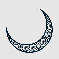 Crescent moon with ornament, suitable for Eid al-Fitr, Muharram, Eid al-Adha, Ramadan holidays, and other Islamic celebrations